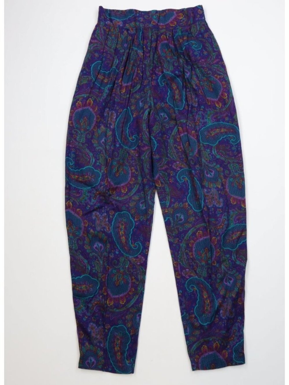 Deadstock Vintage 80s 90s Womens Medium Rayon Gabardine Paisley Harem Pants USA